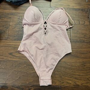 La Senza light pink glitter shimmer bodysuit